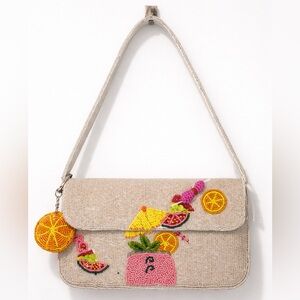 Beaded Tropical Cocktail Shoulder Bag